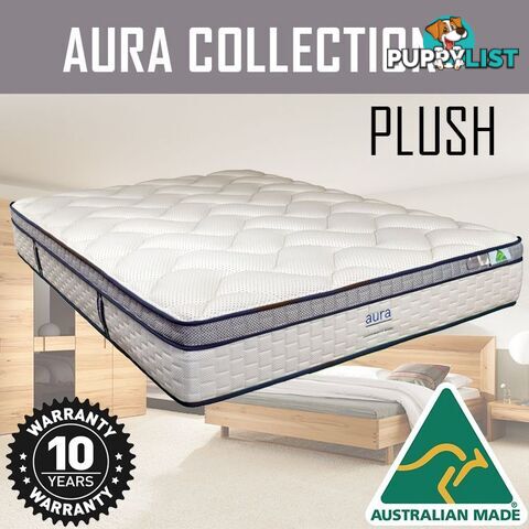 Australian Made Pillow Top Spring Mattress - 10 Years Warranty - AURA Collection - Single Size