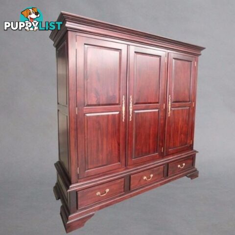 Solid Mahogany Wood 3 Door & Drawer Wardrobe