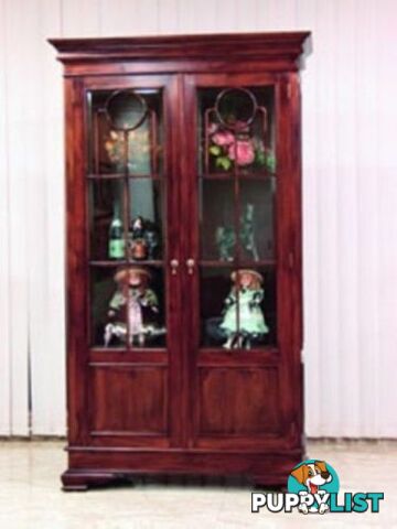 Solid Mahogany Wood Display Glass Cabinet