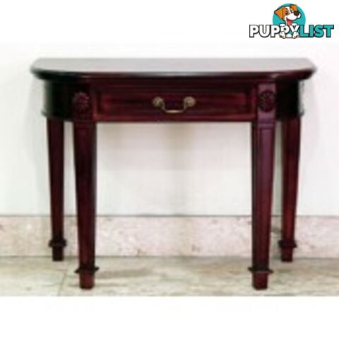 Solid Mahogany Wood Semi Round Hall Table With Drawer