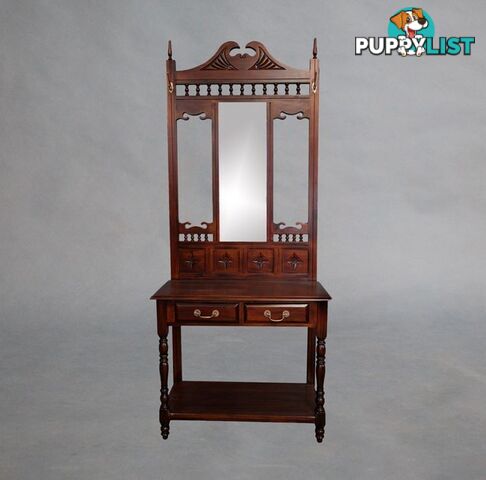 Solid Mahogany Wood Hall Stand With 2 Drawers