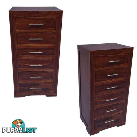 Solid Wood Bedroom Tallboy / Chest with 6 Large Drawers