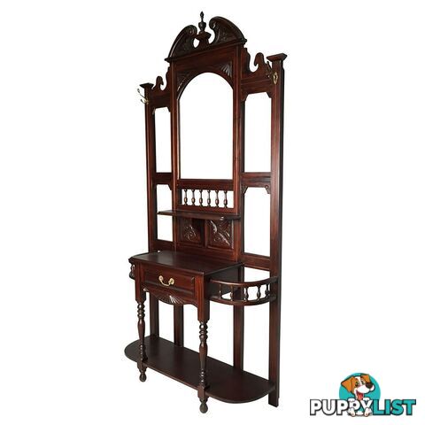 Solid Mahogany Wood Large Hall Stand with Drawer