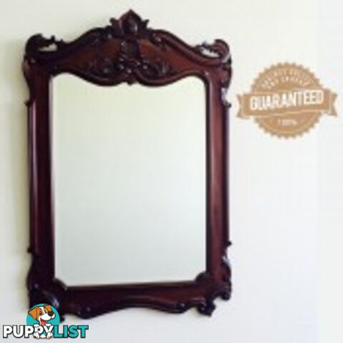 Solid Mahogany Wood Hand Carved Bevelled Large Wall Mirror