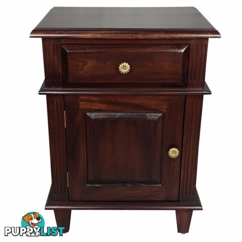 Mahogany Bedside Table with Drawer and Cubboard