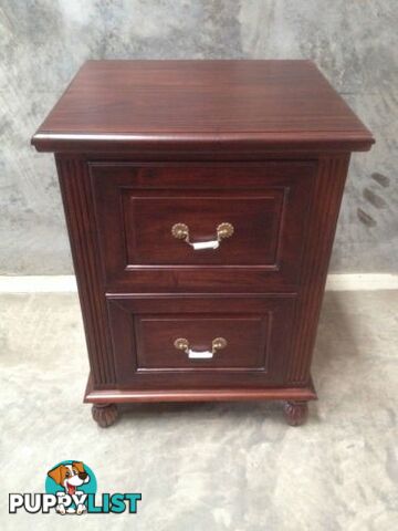 Solid Mahogany Wood 2 Drawers Filing Cabinet