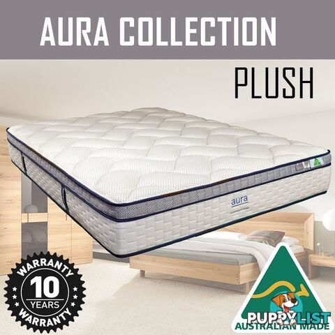 Australian Made Pillow Top Spring Mattress - 10 Years Warranty - Double Size - AURA COLLECTION