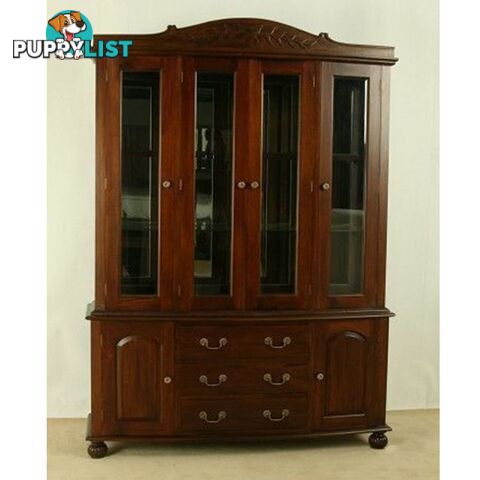 Solid Mahogany Wood Display Cabinet with Glass Doors