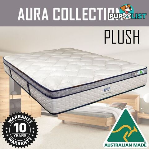 Australian Made Pillow Top Spring Mattress - 10 Years Warranty - King Size - AURA COLLECTION