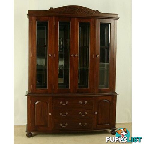 Solid Mahogany Wood Display Cabinet with Glass Doors