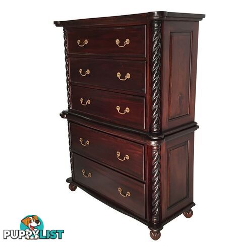 Solid Mahogany Wood High Chest / Tall Boy