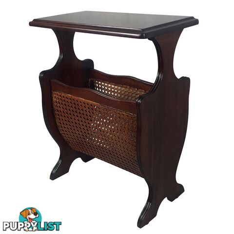 Solid Mahogany Wood Rattan Mix Magazine Rack