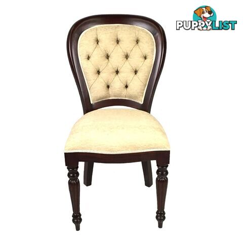 Solid Mahogany Wood Flute Leg Upholstered Chair