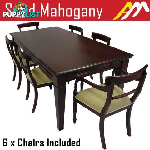 Solid Mahogany Wood Dining Set / Table 1.5m and Chairs