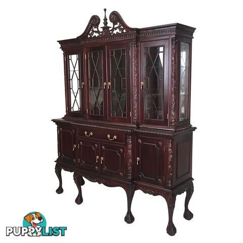 Solid Mahogany Wood 4 Door Display Cabinet / Bookcase