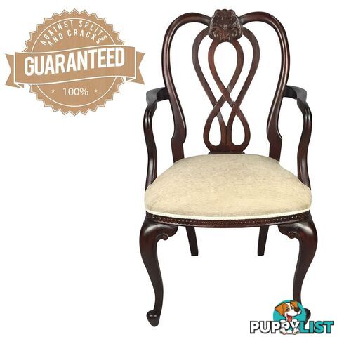 Solid Mahogany Wood Upholstered Carver