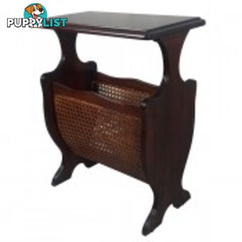 Solid Mahogany Wood Rattan Mix Magazine Rack