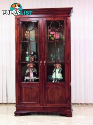 Solid Mahogany Wood Display Glass Cabinet