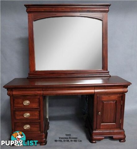 Mahogany Wood Dressing Table & Mirror