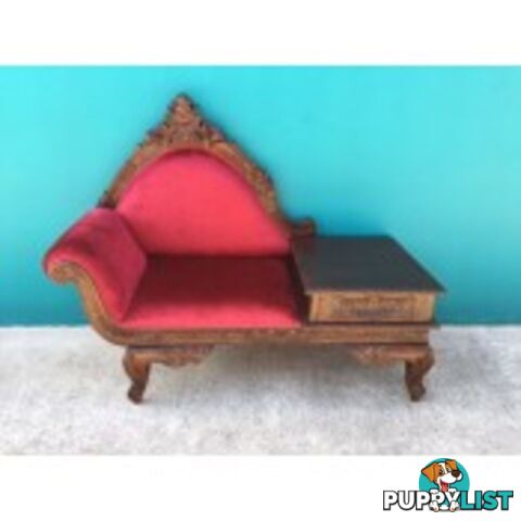 Solid Mahogany Wood Chaise Lounge / Phone Table REDUCED