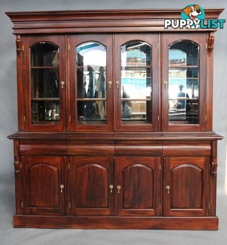 Solid Mahogany 4 Door Display Cabinet / Bookcase