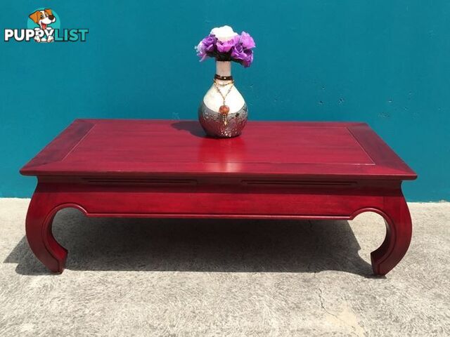 Solid Mahogany Wood Opium Leg Rectangular Coffee Table