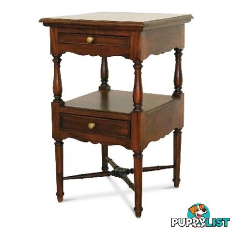 Solid Mahogany Wood Side / Lamp Table with 2 Drawers