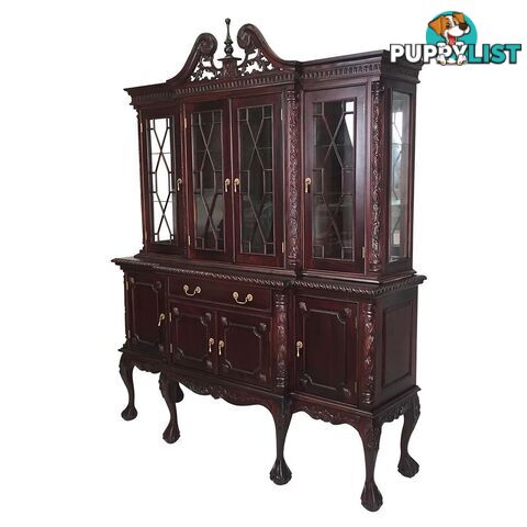 Solid Mahogany Wood 4 Door Display Cabinet / Bookcase