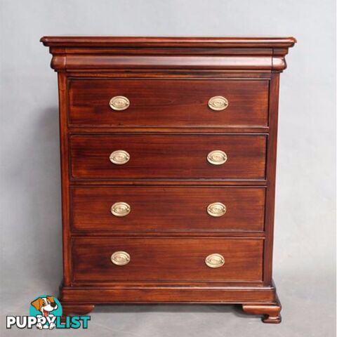 Mahogany Wood Chest of Drawers Long and Slim Design