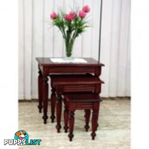 Solid Mahogany Flute Leg Nest / Side Table