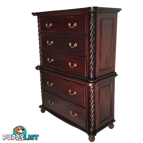 Solid Mahogany Wood High Chest / Tall Boy