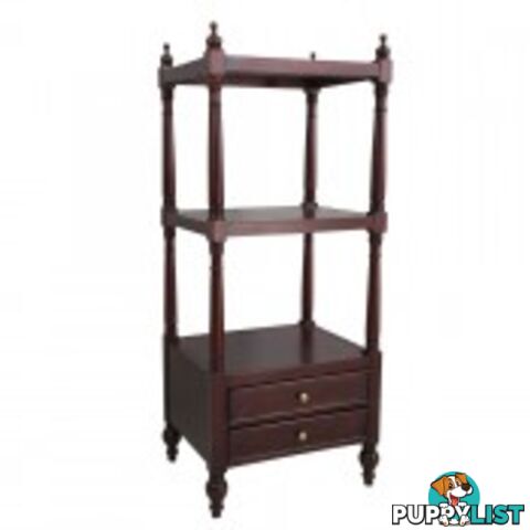 Solid Mahogany Wood 3 Tier Whatnot with Drawer and Shelf