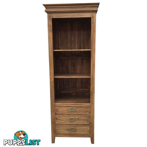 Solid Wood Tall Bookshelf with 3 Drawers & 3 Shelves