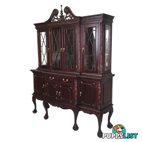 Solid Mahogany Wood 4 Door Display Cabinet / Bookcase