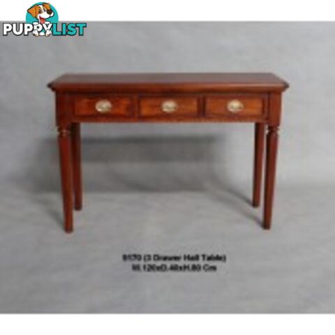 Mahogany Wood Hall Table with 3 Drawers