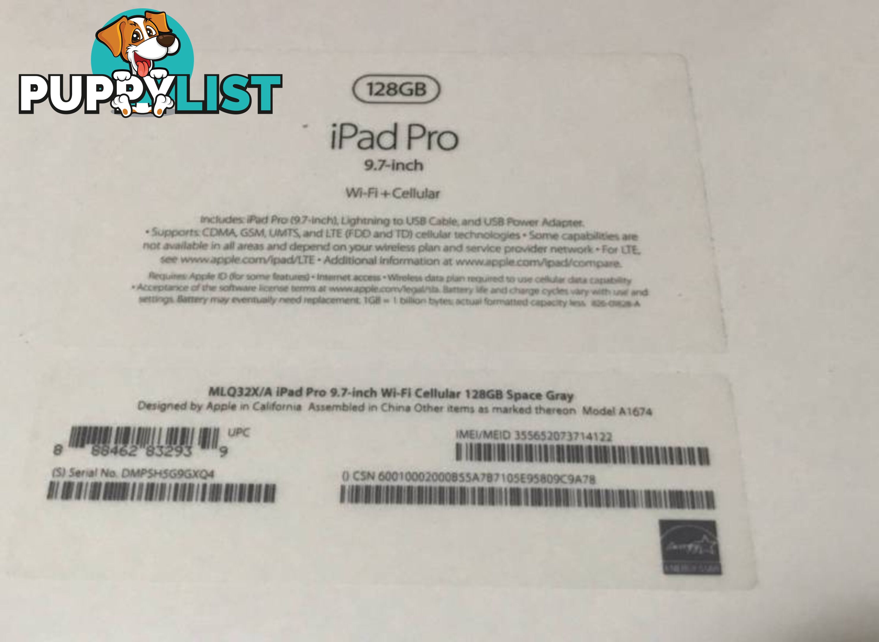 New Sealed ipad PRO 128GB Wi-Fi +4G