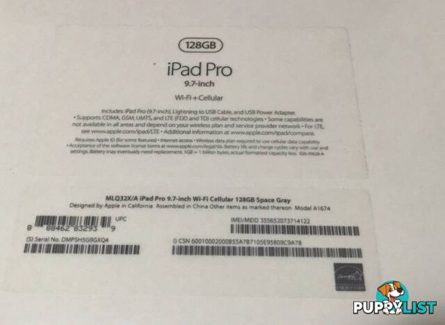 New Sealed ipad PRO 128GB Wi-Fi +4G