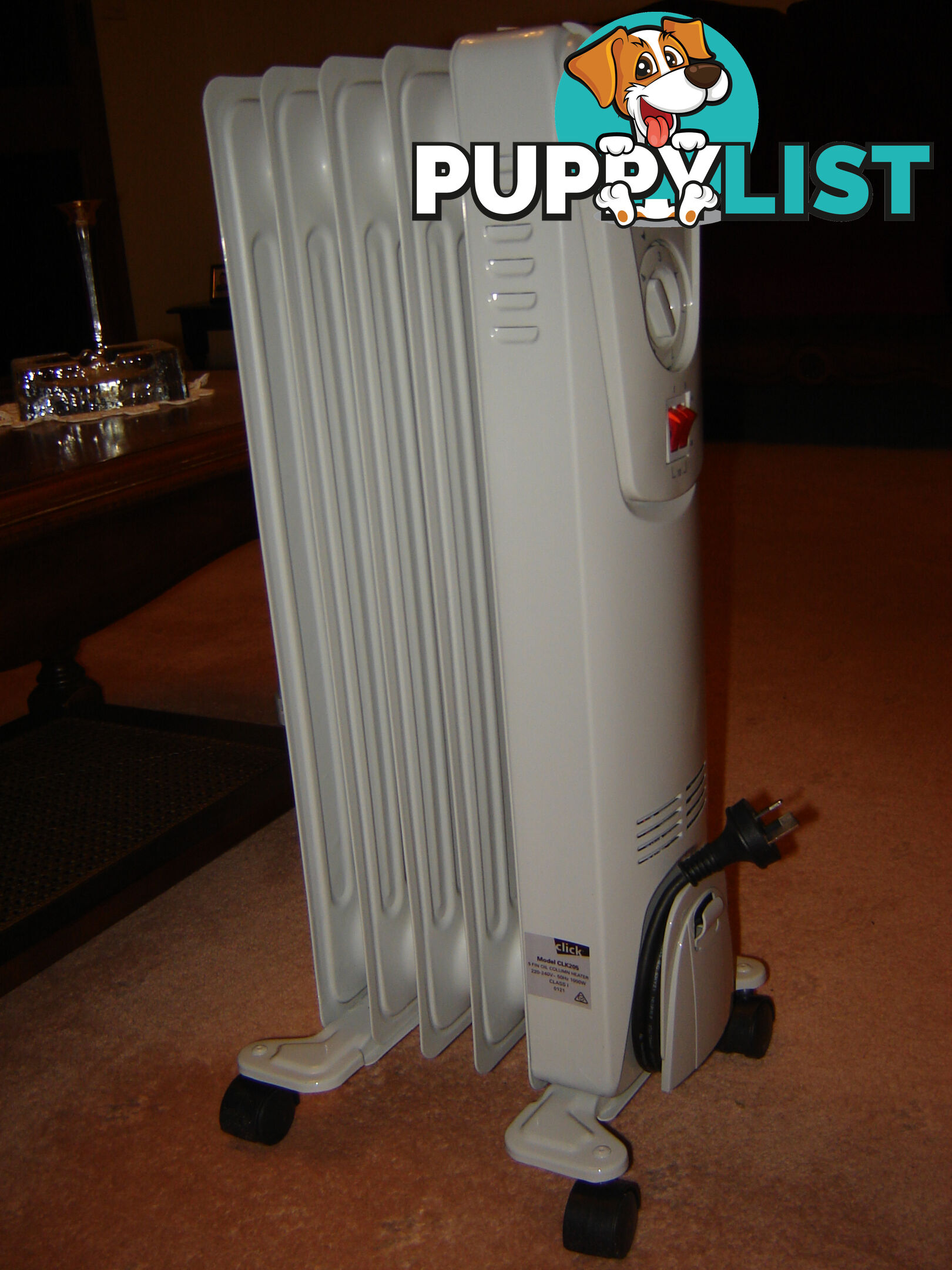CLICK 5 FIN OIL COLUMN HEATER - AS NEW - SELDOM USED