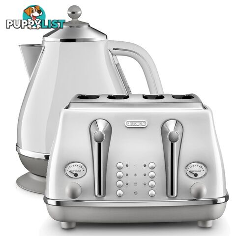 Delonghi Icona Capitals Kettle & Toaster Sydney White Pack - DeLonghi - D-KBOC2001W + CTOC4003W