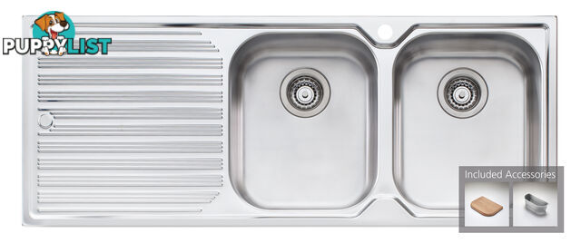 Oliveri Diaz Double Bowl, Single Drainer Inset Sink - DZ172 - Oliveri - O-DZ172 1TH