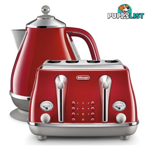 Delonghi Icona Capitals Kettle & Toaster Tokyo Red Pack - DeLonghi - D-KBOC2001R + CTOC4003R