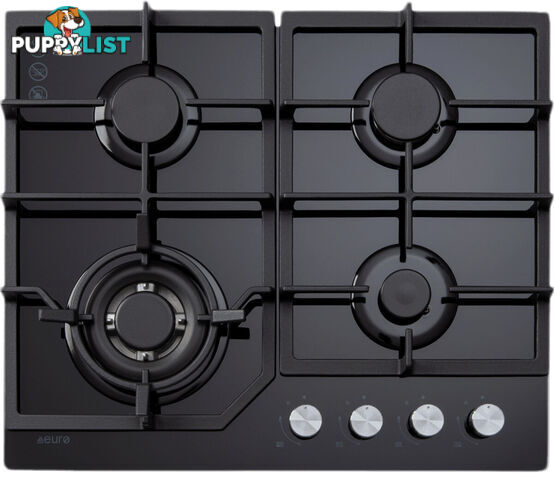 Euro Appliances 60cm Gas on Glass Cooktop - ECT600GBK - Euro Appliances - E-ECT600GBK