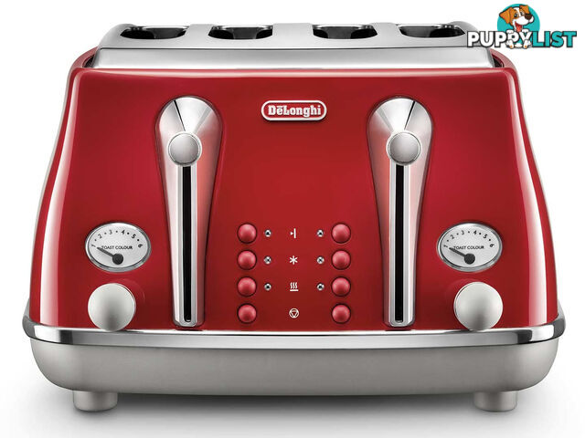 DeLonghi Icona Capitals 4 Slice Toaster - Tokyo Red - CTOC4003R - DeLonghi - D-CTOC4003R