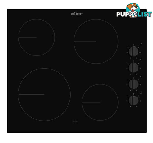 Chef 60cm 4 Zone Ceramic Cooktop - CHC642BB - Chef - C-CHC642BB