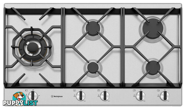 Westinghouse 90cm 5 Burner Gas Cooktop - WHG958SC - Westinghouse - W-WHG958SC