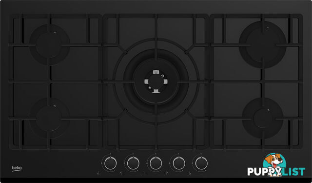 Beko 90cm Black Glass Gas Cooktop - BCT90GG1 - Beko - B-BCT90GG1