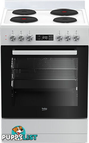 Beko 60cm Solid Hotplate Upright Cooker - BFC60EMW1 - Beko - B-BFC60EMW1