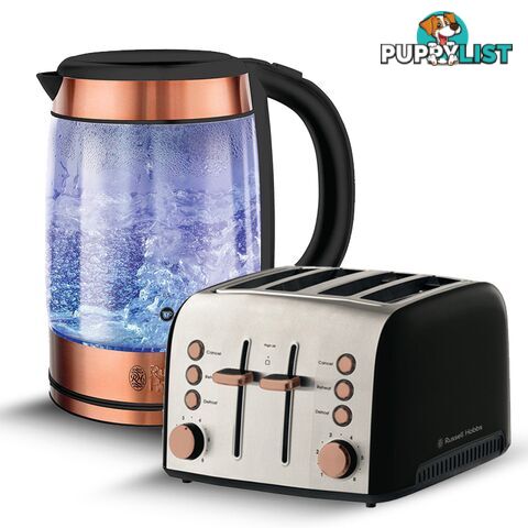 Russell Hobbs Brooklyn Glass Kettle + Toaster Pack - Copper - Russell Hobbs - R-RHK172 + RHT94COP