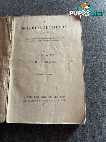 A School Geometry Part V 1931