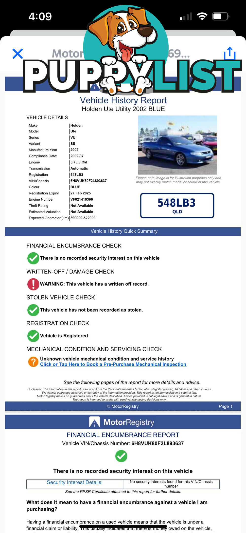 2001 Holden Commodore Ss Vu Ute Automatic